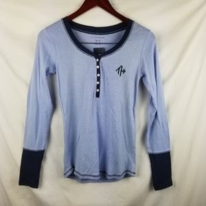 Tommy Hilfiger XS Blue LS Girls Henley Shirt